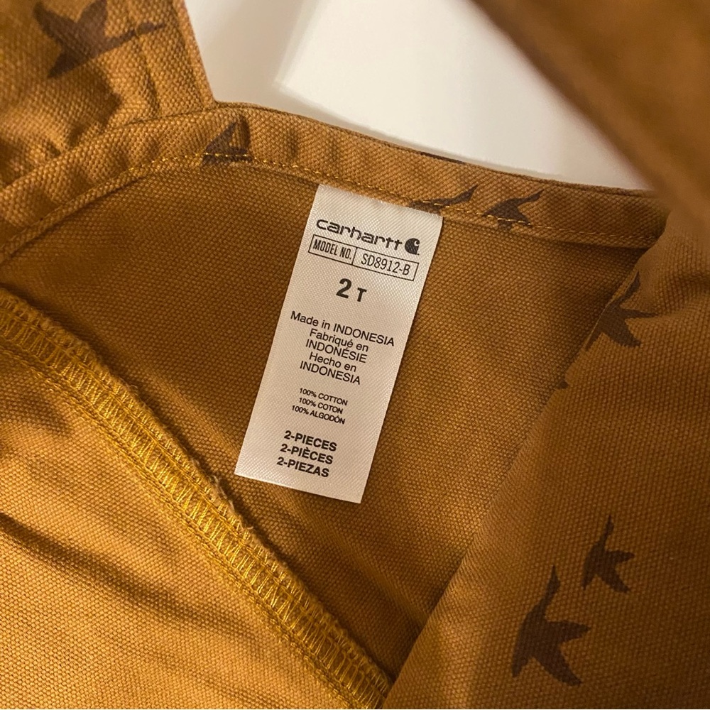 Carhartt Toddler Tan Shortalls and Shirt Set - Picture 3 of 4